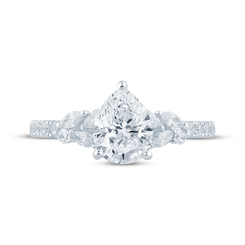 Main Image 4 of Monique Lhuillier Bliss Pear-Shaped Lab-Grown Diamond Engagement Ring 2 ct tw 18K White Gold