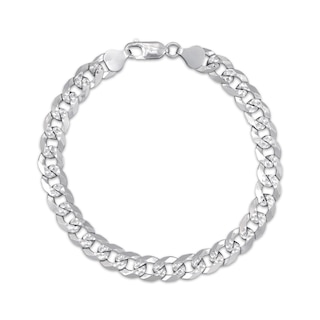 Diamond-Cut Curb Chain Bracelet 8mm 92% Repurposed Solid Sterling Silver 8"