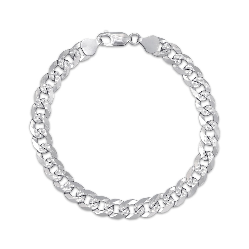 Diamond-Cut Solid Curb Chain Bracelet 8mm 92% Repurposed Sterling Silver 8"