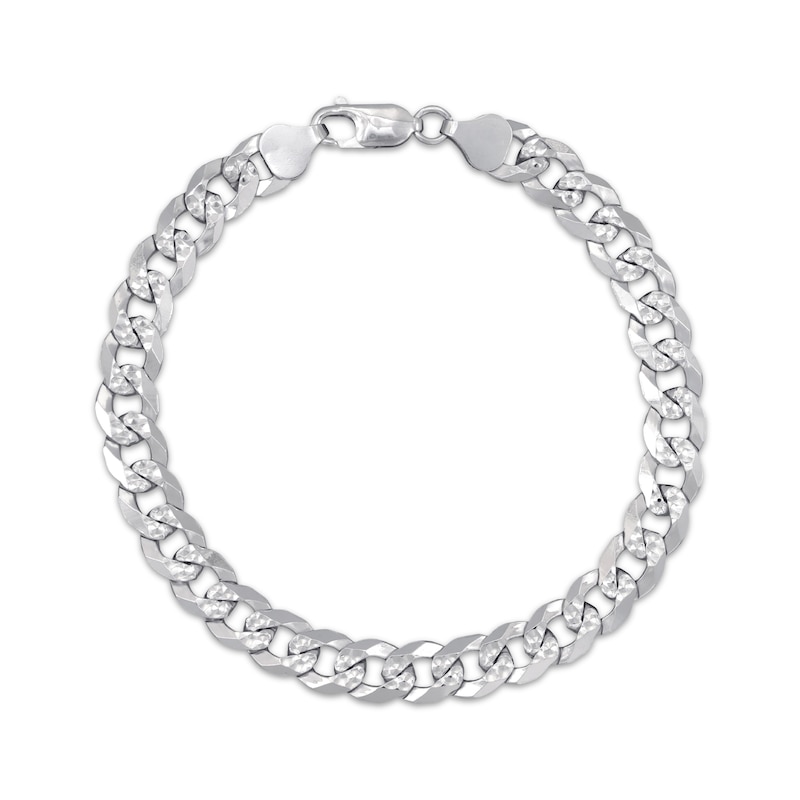 Main Image 1 of Diamond-Cut Curb Chain Bracelet 8mm 92% Repurposed Solid Sterling Silver 8&quot;