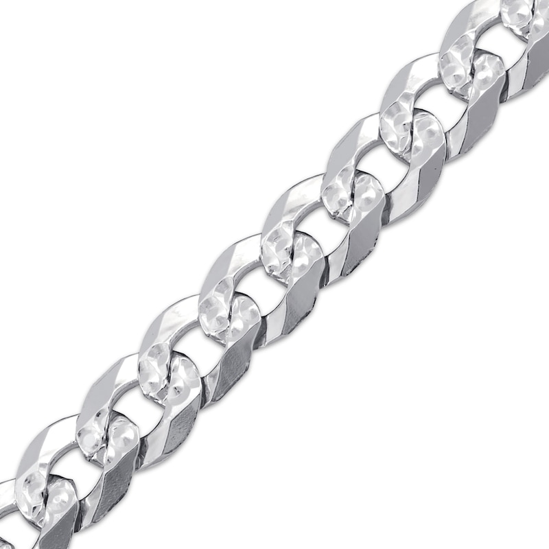 Diamond-Cut Solid Curb Chain Bracelet 8mm 92% Repurposed Sterling Silver 8"