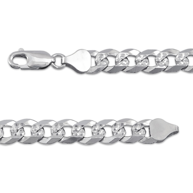 Diamond-Cut Solid Curb Chain Bracelet 8mm 92% Repurposed Sterling Silver 8"