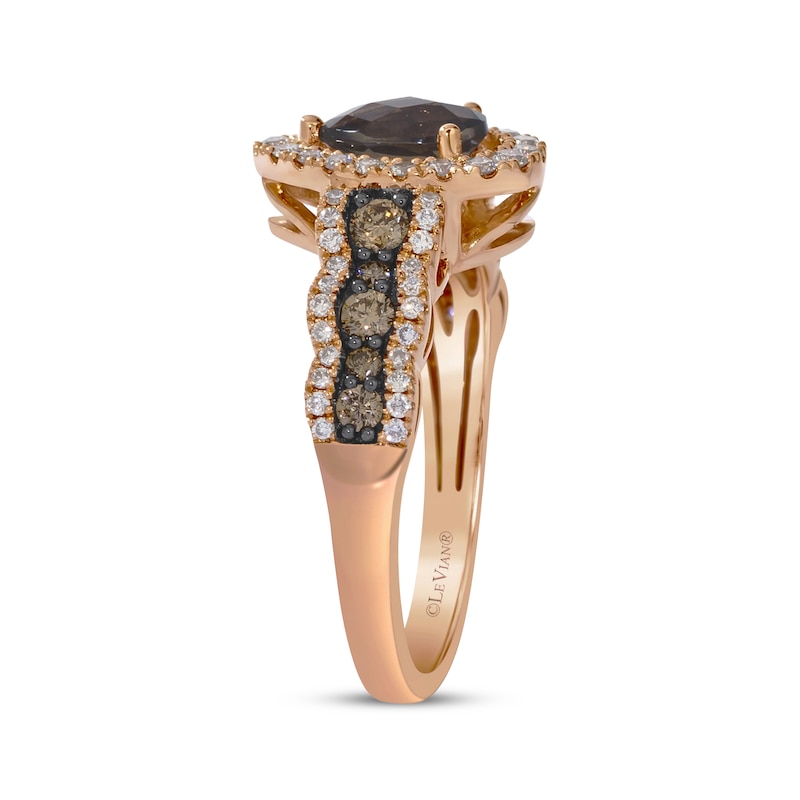 Main Image 2 of Le Vian Chocolate Waterfall Quartz Ring 5/8 ct tw Diamonds 14K Strawberry Gold