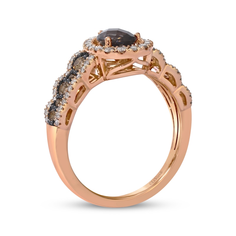 Main Image 3 of Le Vian Chocolate Waterfall Quartz Ring 5/8 ct tw Diamonds 14K Strawberry Gold