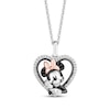Thumbnail Image 0 of Disney's Minnie Mouse Black & White Diamond Heart Necklace 1/8 ct tw Sterling Silver & 10K Rose Gold 19"