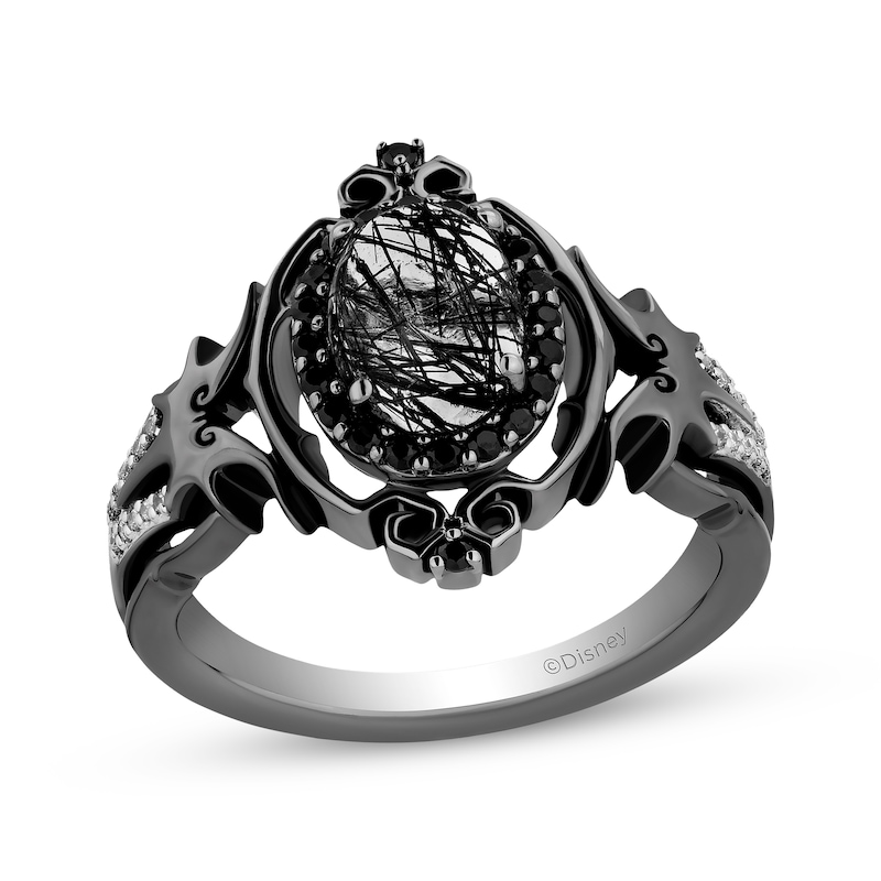 Disney Treasures The Nightmare Before Christmas Black Quartz & Diamond Ring 1/5 ct tw Sterling Silver