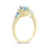 Thumbnail Image 2 of Pear-Shaped Natural Swiss Blue Topaz & Diamond Ring 1/5 ct tw 10K Yellow Gold