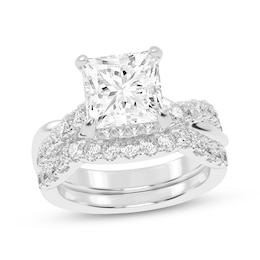 Lab-Grown Diamonds Princess-Cut Bridal Set 4 ct tw 14K White Gold