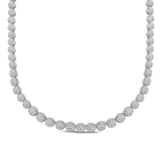 Multi-Diamond Tennis Necklace 1/2 ct tw Sterling Silver 17"