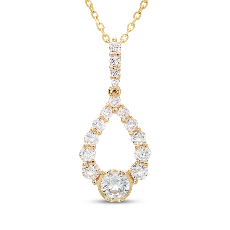 Main Image 1 of Milestones Diamond Teardrop Necklace 1 ct tw 10K Yellow Gold 18&quot;