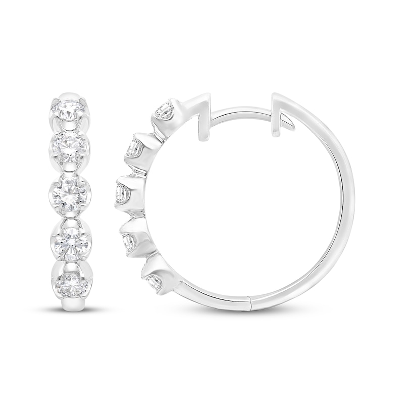 Main Image 1 of KAY Lab-Grown Diamonds Five-Stone Hoop Earrings 1 ct tw 10K White Gold