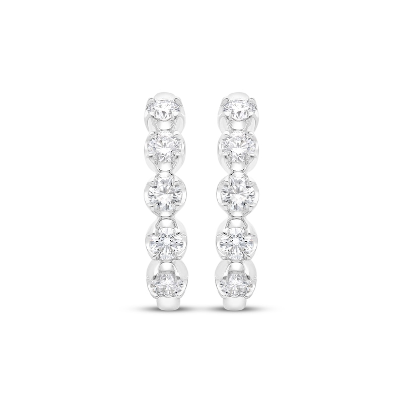 Main Image 2 of KAY Lab-Grown Diamonds Five-Stone Hoop Earrings 1 ct tw 10K White Gold