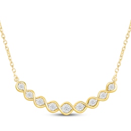 Diamond Twist Smile Necklace 1/4 ct tw 10K Yellow Gold 18"