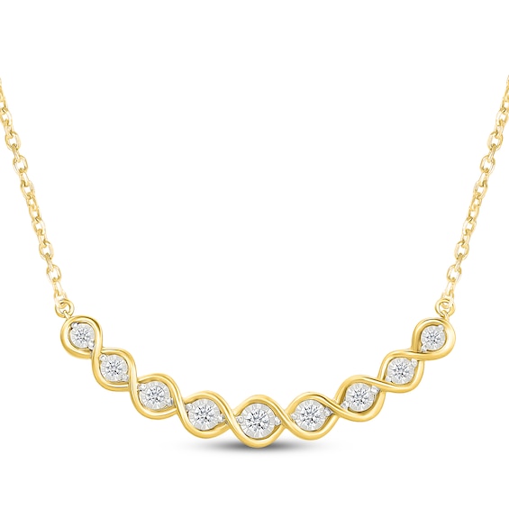 Diamond Twist Smile Necklace 1/4 ct tw 10K Yellow Gold 18"