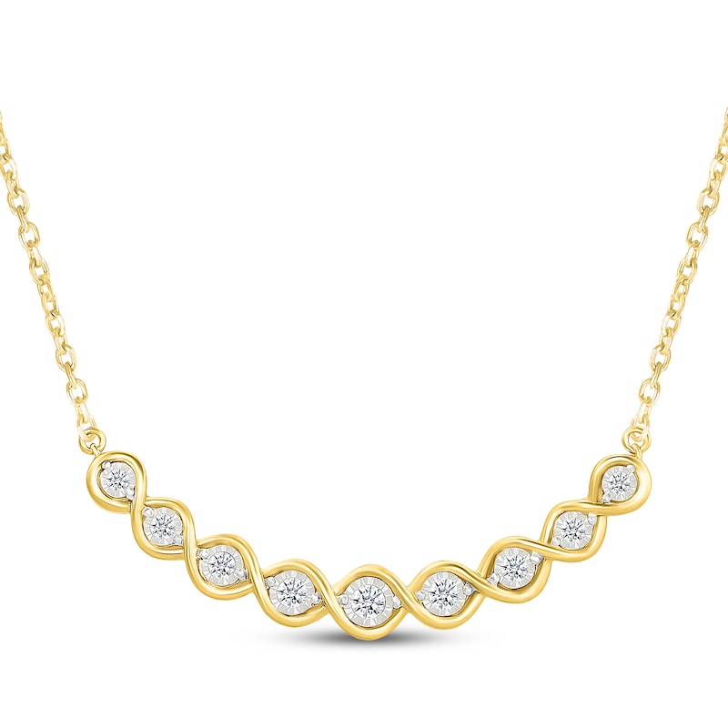 Main Image 1 of Diamond Twist Smile Necklace 1/4 ct tw 10K Yellow Gold 18&quot;