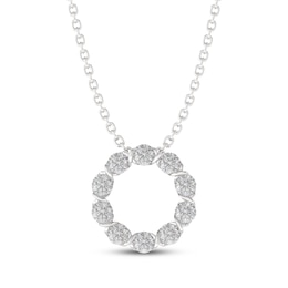 THE LEO Diamond Twist Circle Necklace 1/2 ct tw 14K White Gold 19"