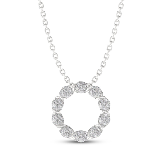 THE LEO Diamond Twist Circle Necklace 1/2 ct tw 14K White Gold 19"