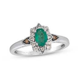 Le Vian Oval-Cut Emerald Ring 1/8 ct tw Diamonds Platinum