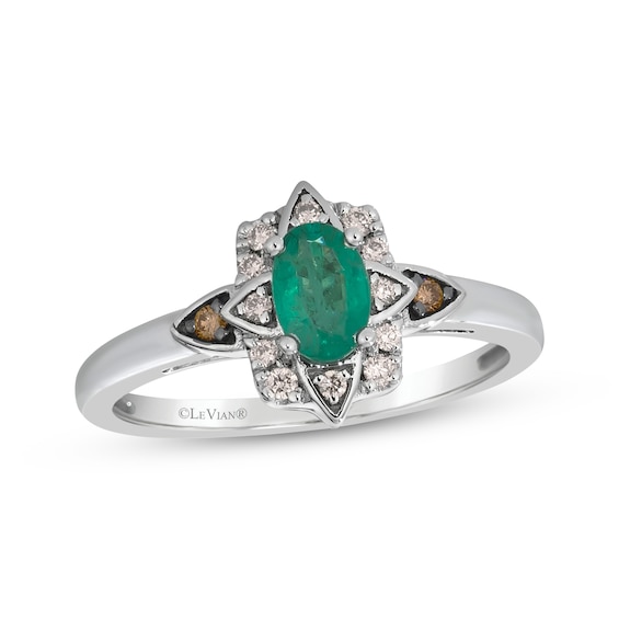Le Vian Oval-Cut Emerald Ring 1/8 ct tw Diamonds Platinum