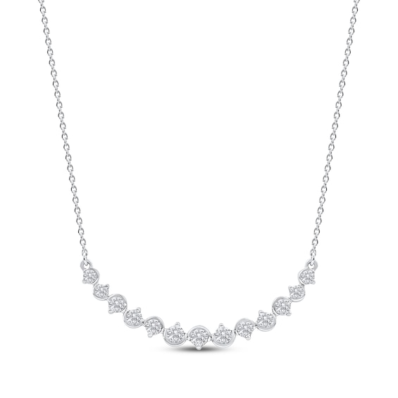 Diamond Graduated Smile Necklace 1/2 ct tw 10K White Gold 18"