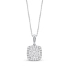Thumbnail Image 1 of Multi-Diamond Pavé Cushion-Shaped Halo Necklace 1/2 ct tw 10K White Gold 18&quot;