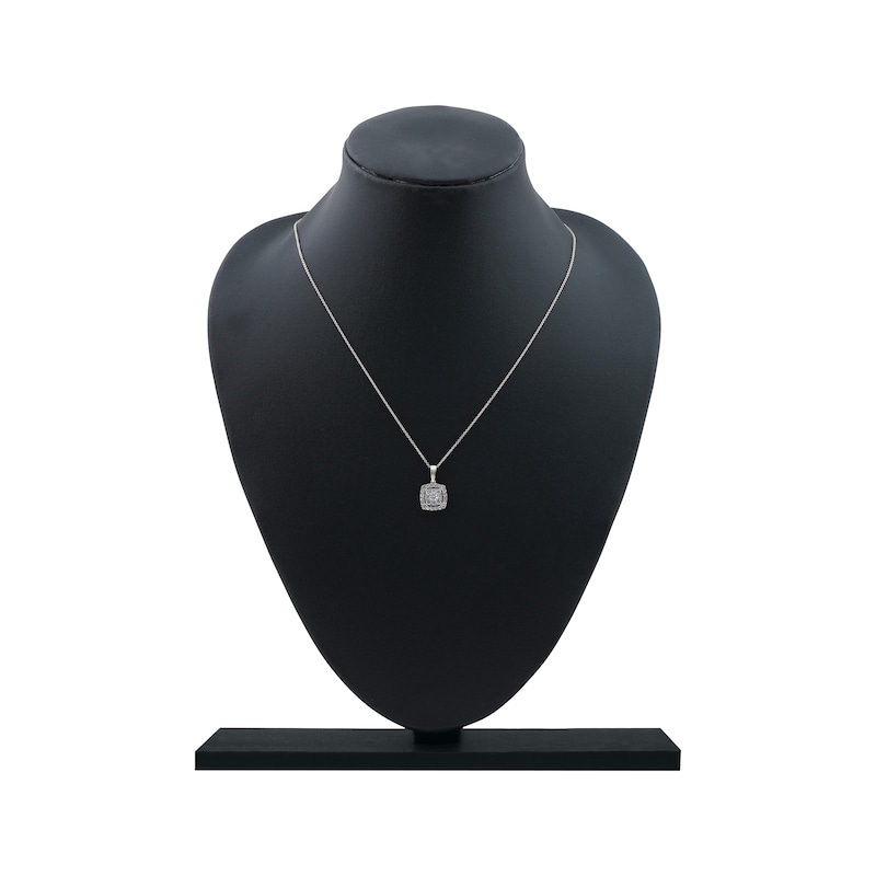Main Image 5 of Multi-Diamond Pavé Cushion-Shaped Halo Necklace 1/2 ct tw 10K White Gold 18&quot;