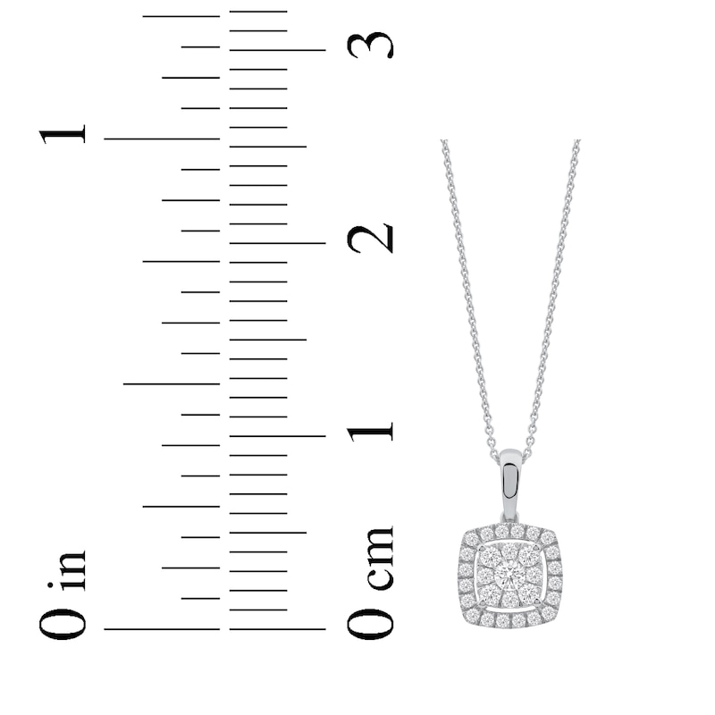 Main Image 7 of Multi-Diamond Pavé Cushion-Shaped Halo Necklace 1/2 ct tw 10K White Gold 18&quot;