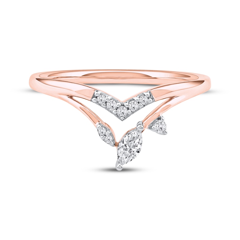 Main Image 3 of Now + Forever Marquise-Cut Diamond Chevron Split Shank Anniversary Ring 1/6 ct tw 10K Rose Gold