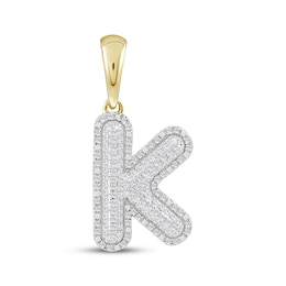 Diamond Puff Letter K Initial Charm 1/3 ct tw 10K Yellow Gold