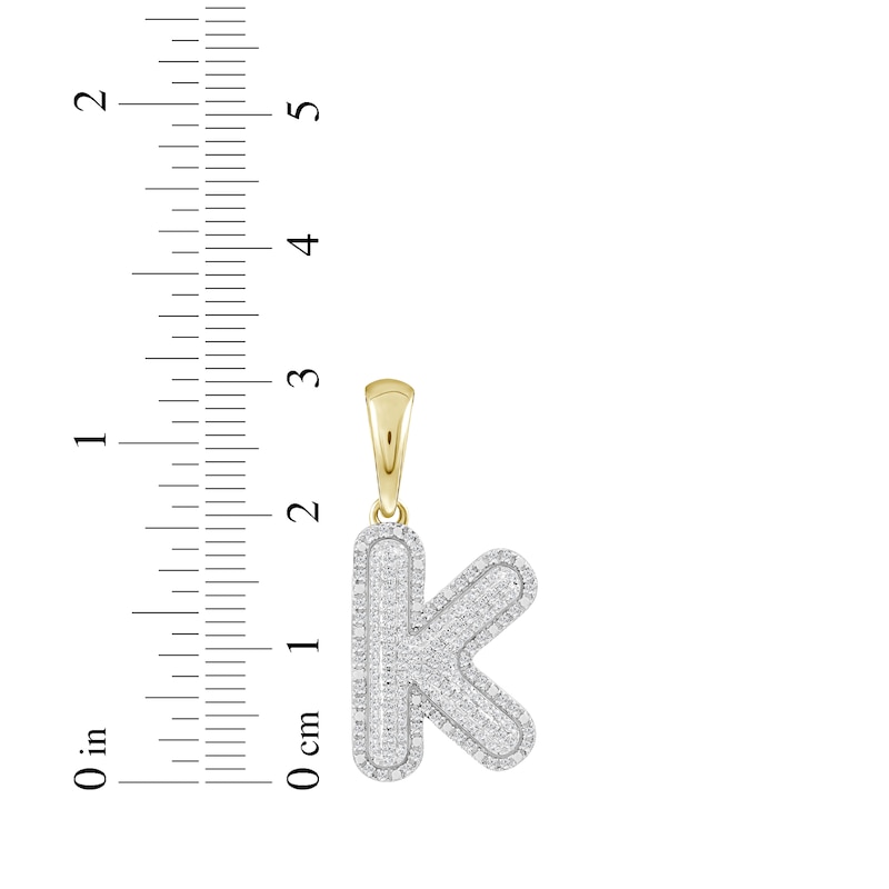 Main Image 3 of Diamond Puff Letter K Initial Charm 1/3 ct tw 10K Yellow Gold