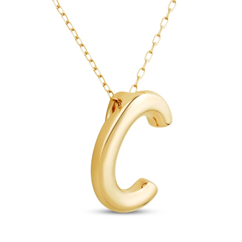 Main Image 2 of Puff Letter C Initial Necklace 14K Yellow Gold 18&quot;