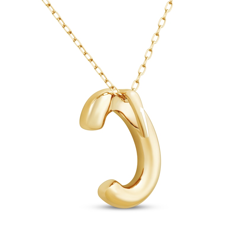 Main Image 3 of Puff Letter C Initial Necklace 14K Yellow Gold 18&quot;