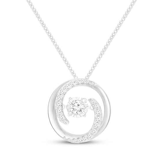Unstoppable Love Diamond Swirling Circle Necklace 1/4 ct tw 10K White Gold 19"