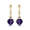 Thumbnail Image 2 of Heart-Shaped Amethyst Drop Hoop Earrings 10K Yellow Gold