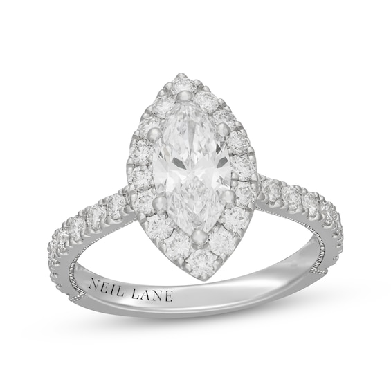 Neil Lane Artistry Marquise-Cut Lab-Grown Diamond Halo Engagement Ring 2 ct tw 14K White Gold