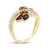 Thumbnail Image 2 of Pear-Shaped Smoky Quartz, Garnet & Madeira Citrine Bypass Ring 1/4 ct tw 10K Yellow Gold