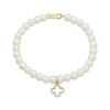 Thumbnail Image 1 of Cultured Pearl & Diamond Accent Clover Charm Bracelet 14K Yellow Gold 7&quot;