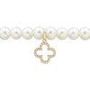 Thumbnail Image 2 of Cultured Pearl & Diamond Accent Clover Charm Bracelet 14K Yellow Gold 7&quot;