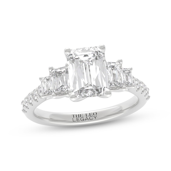 THE LEO Legacy Lab-Grown Diamond Emerald-Cut Five-Stone Engagement Ring 2-1/2 ct tw 14K White Gold