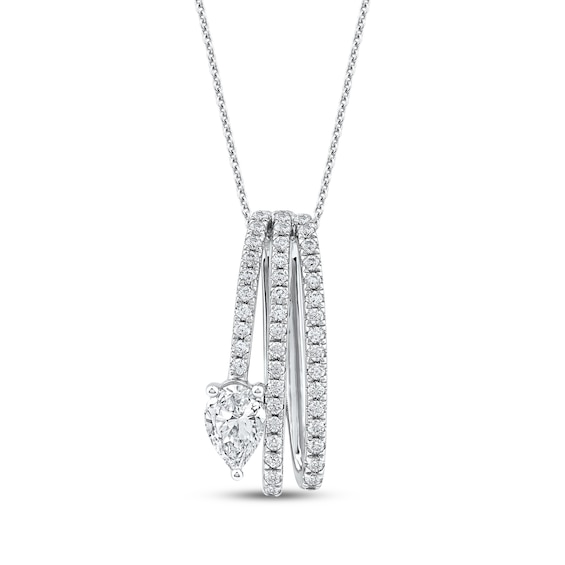 Pear-Shaped Diamond Three-Row Loop Necklace 1 ct tw 10K White Gold 18"