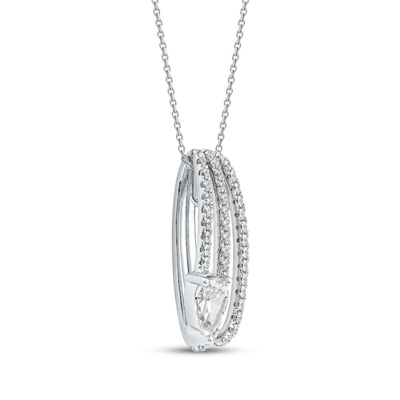 Main Image 2 of Pear-Shaped Diamond Three-Row Loop Necklace 1 ct tw 10K White Gold 18"