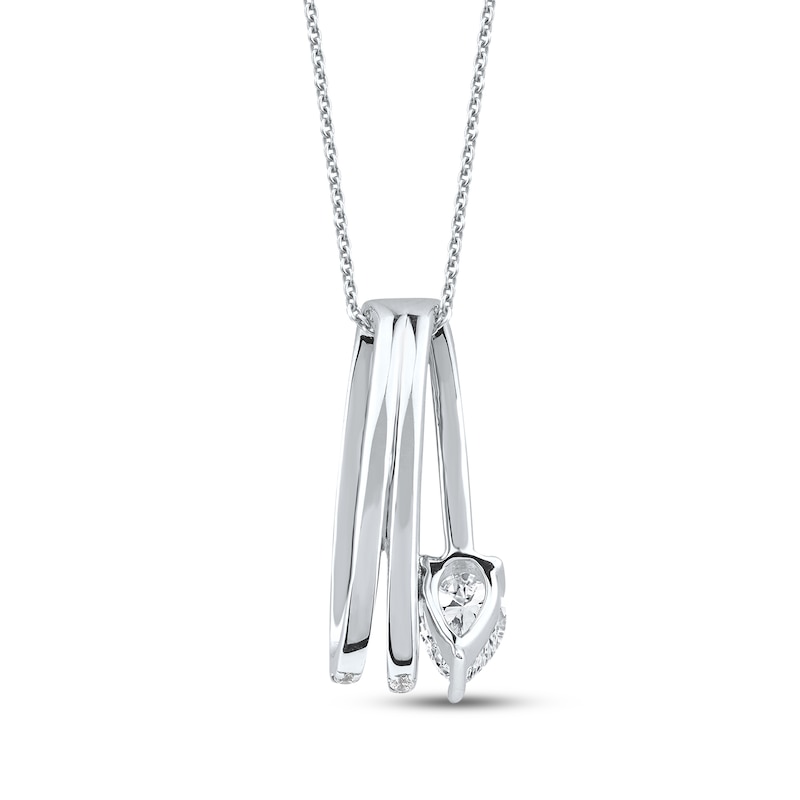 Main Image 3 of Pear-Shaped Diamond Three-Row Loop Necklace 1 ct tw 10K White Gold 18"
