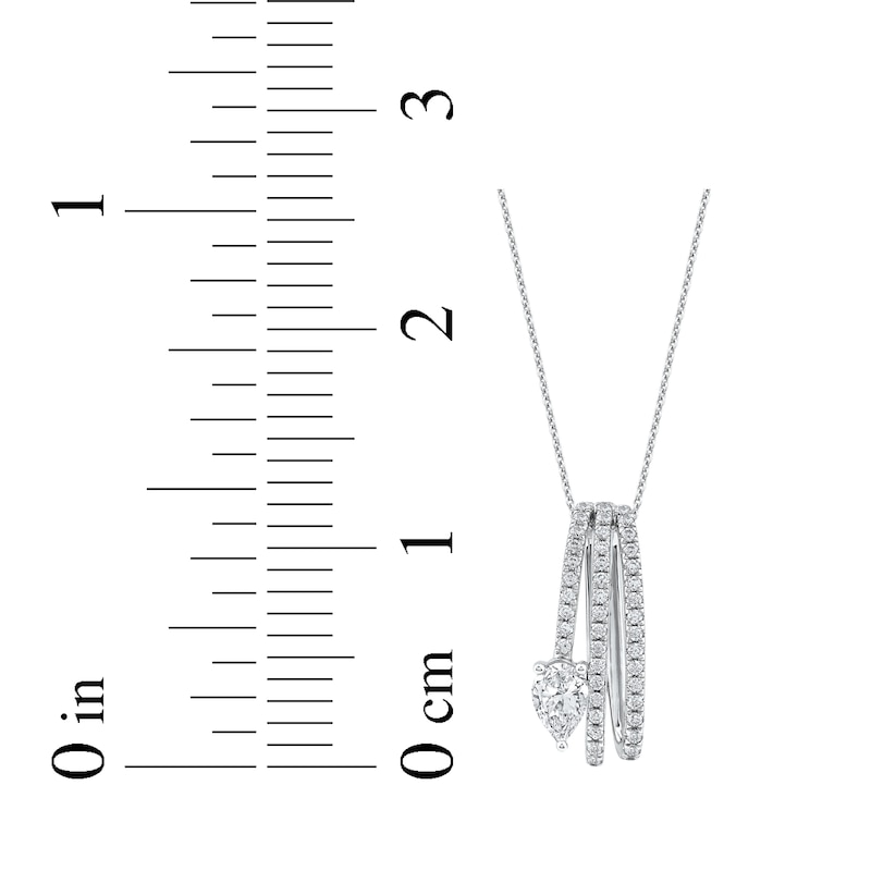 Main Image 7 of Pear-Shaped Diamond Three-Row Loop Necklace 1 ct tw 10K White Gold 18"