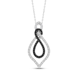 Black & White Diamond Double Infinity Necklace 1/3 ct tw Sterling Silver 18&quot;
