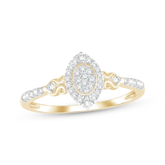 Multi-Diamond Halo Promise Ring 1/6 ct tw 10K Yellow Gold