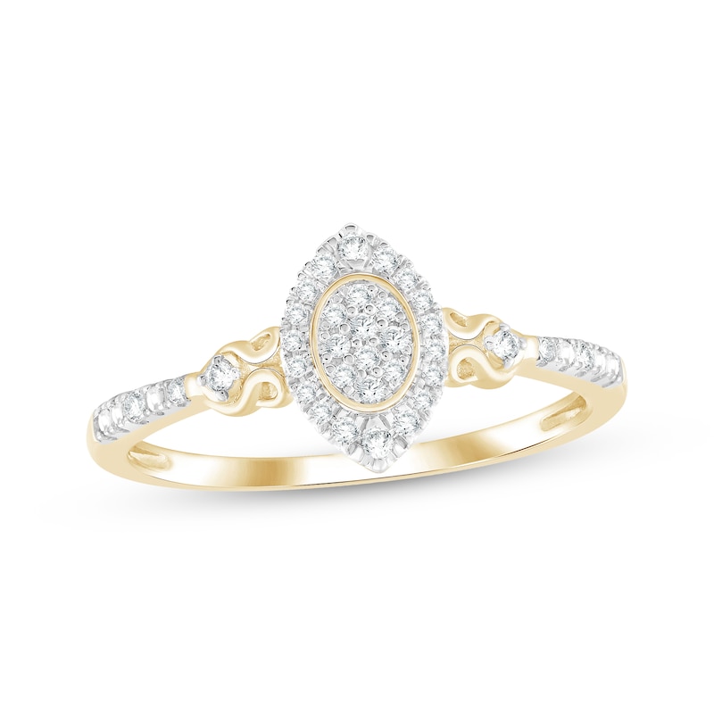 Main Image 1 of Multi-Diamond Halo Promise Ring 1/6 ct tw 10K Yellow Gold