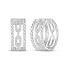 Thumbnail Image 1 of White Lab-Created Sapphire Three-Row Hoop Earrings Sterling Silver