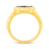 Thumbnail Image 3 of Black Spinel & White Lab-Created Sapphire Clover Ring 10K Yellow Gold