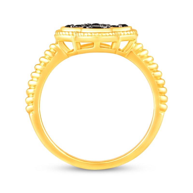 Main Image 3 of Black Spinel & White Lab-Created Sapphire Clover Ring 10K Yellow Gold