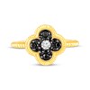 Thumbnail Image 4 of Black Spinel & White Lab-Created Sapphire Clover Ring 10K Yellow Gold